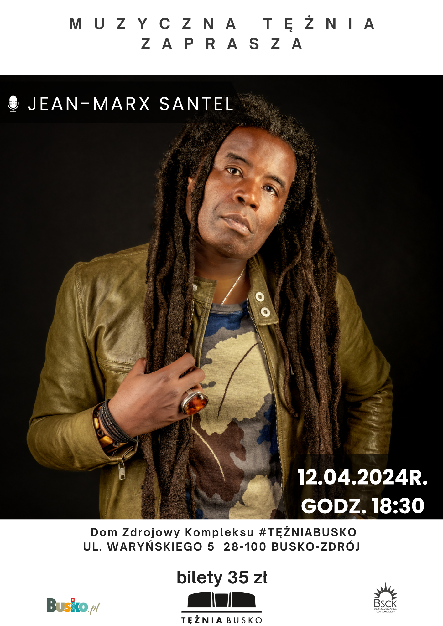 12 kwietnia, w Domu Zdrojowym przy tężni w Busku-Zdroju, odbędzie się wyjątkowy koncert. Gościem specjalnym będzie Jean-Marx Santel, amerykański gitarzysta i piosenkarz haitańskiego pochodzenia, który po raz pierwszy odwiedzi Polskę.